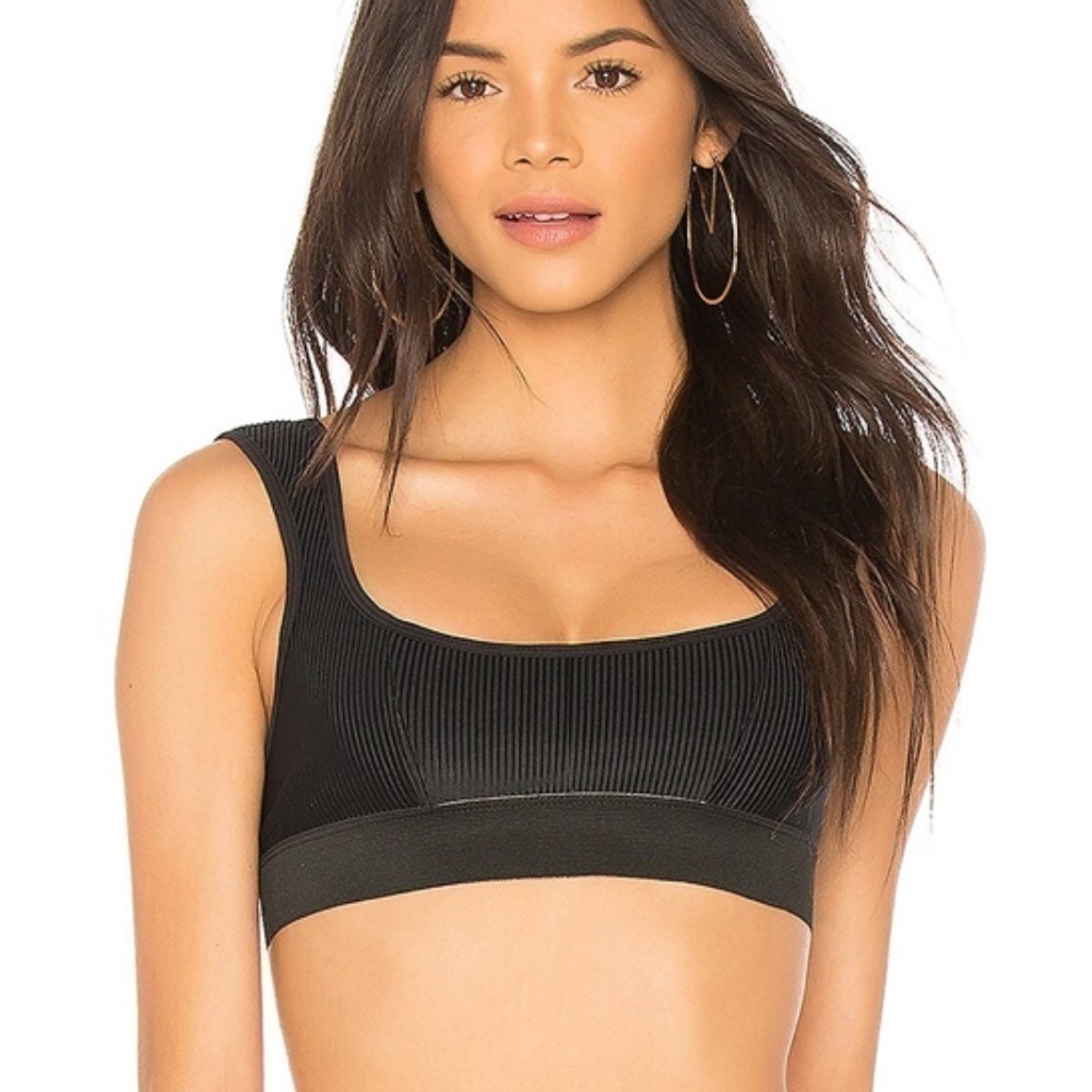 Frankies Bikinis Ribbed Drew Bikini Top XS Black‎